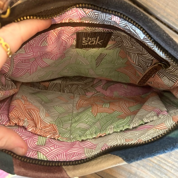 The Sak Brown Leather Suede Patchwork Shoulder Bag - Brown, Navy, Teal, Tan - Picture 5 of 7